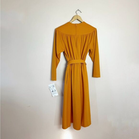 SALE! Orange Vintage L/S Belted Dress NWT - Picture 3 of 8